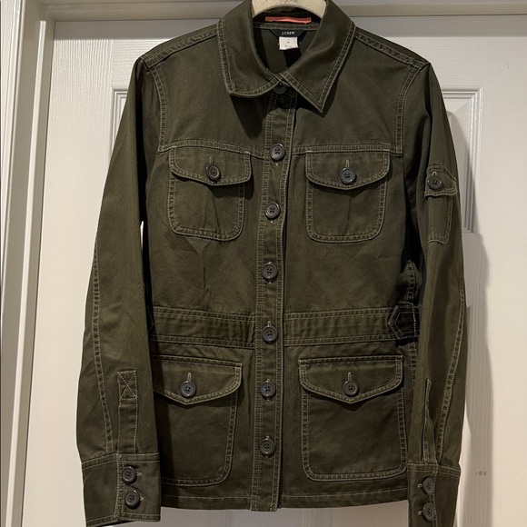 Women Utility Field Safari Cotton Olive Cinched Waist military Jacket Med - Picture 8 of 16